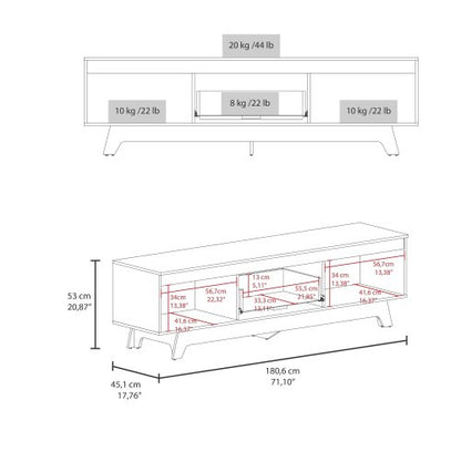 71.1 Inch White Two-Door Particleboard Entertainment Center with Single Drawer TV Stand