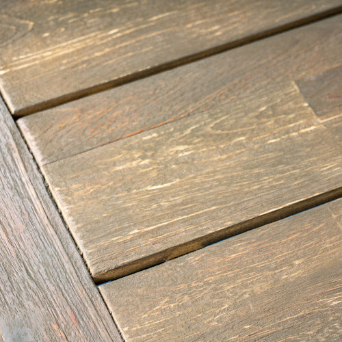 Outdoor Acacia Wood Dining Table, Sandblast Gray Finish and Black