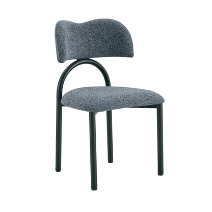 Breathable Fabric Dining Chairs with Black Metal Frames, Set of 2, Blue Gray