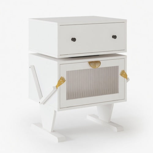 White Robot LED Nightstand