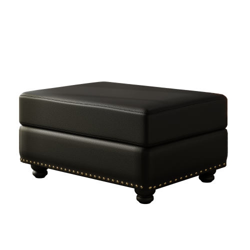 Black Faux Leather Ottoman with Sofa Combination（Only one ottoman）