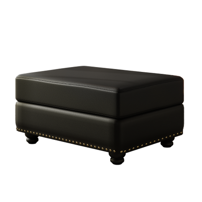 Black Faux Leather Ottoman with Sofa Combination（Only one ottoman）