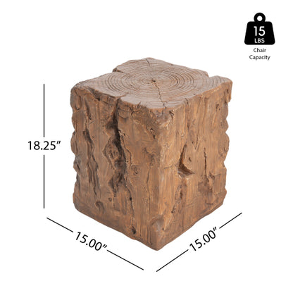 Amira Outdoor And Indoor Stump Shape MGO Side Table, Brown Finish