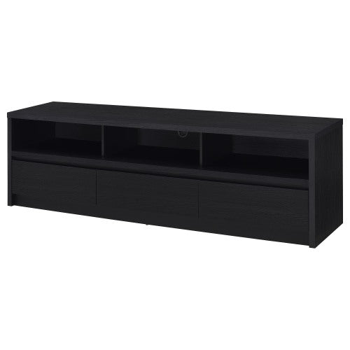 Black 78 inch TV Stand with 3 Drawers, Open Shelves & Cable Management
