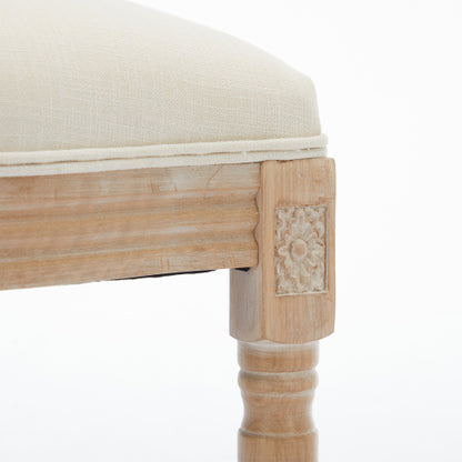 Solid Wood Bar stools Set of 2, Classic French Country Wooden Barstools with Upholstered Seating