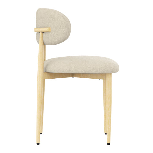 Lamb-Wool-Look Upholstered Metal Dining Chairs, Set of 2, Cream