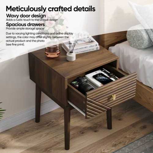 Walnut Medieval-Modern 2-Piece Nightstand Set