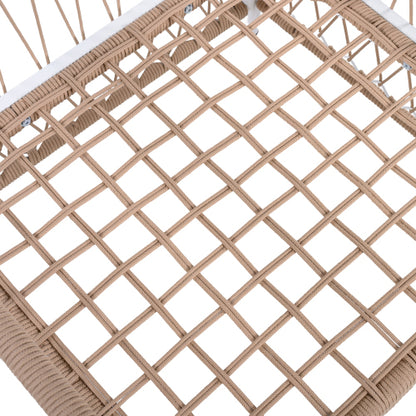 [Set of 2] Bohemian Outdoor Lounge Chair with Handwoven Rope & Powder-Coated Steel Frame, Waterproof Cushions - Patio, Garden, Poolside