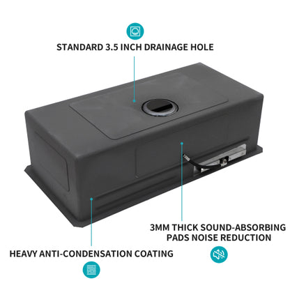 33" Undermount Waterfall Gunmetal Black Kitchen Sink - 33 x 16.72 x 10 inch Single Bowl 16 Gauge Stainless Steel Ledge Workstation Kitchen Sinks with Pull-Down Faucet & Cup Washer