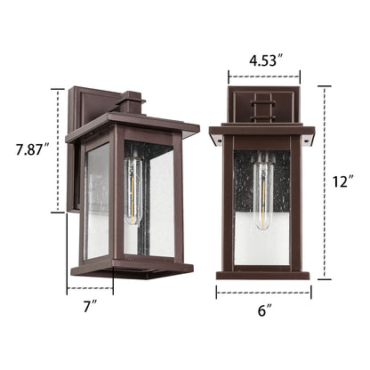 1 Set Oil Rubbed Bronze not Motion Sensing Outdoor Hardwired Wall Lantern Sconce with No Bulbs Included