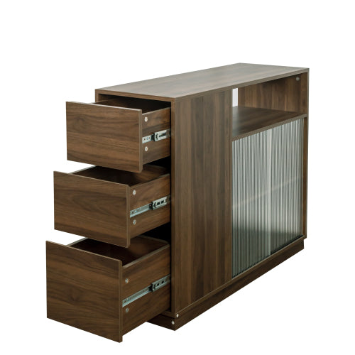 Kitchen Counter Cabinet with Sliding Glass Doors