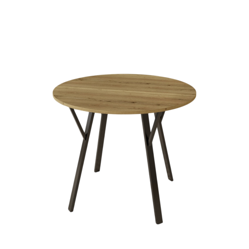 35.43 Inch Round Dining Table with MDF Top and Black Metal Legs