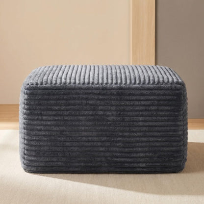 37.5" Corduroy Square Upholstered Ottoman, Soft Padded Foot Stool for Living Room Bedroom Decor