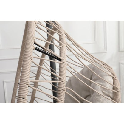 Outdoor Egg-shaped Hanging Chair with Stand, Patio Egg-shaped Swing Chair, Indoor Rocking Chair, Outdoor Hammock Egg-shaped Chair, Beige
