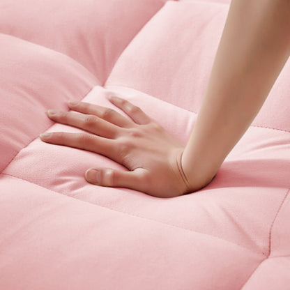 Pink 3-In-1 Convertible Sleeper Chair Bed with USB & Type-C Port