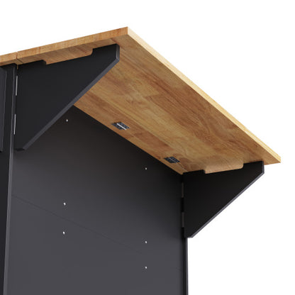 54 Inch Rolling Kitchen Island with Drop Leaf Drawers & Wheels Black
