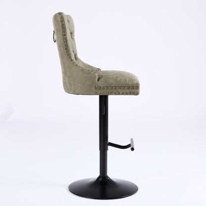 Furniture,Aged and Retro PU Swivel Barstools Adjusatble Seat Height from 26-33 Inch, Modern Bar Stools with Backs Comfortable Tufted for Home Pub and Kitchen Island (Olive Green,Set of 2)