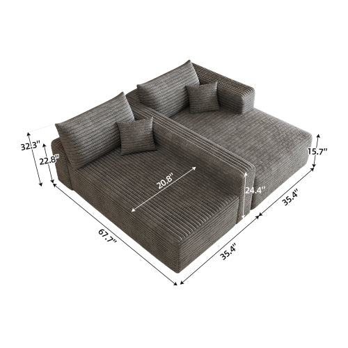 103 inch  Dark Grey L-Shape Cloud Deep-Seat Corner Sectional Sofa, No Assembly