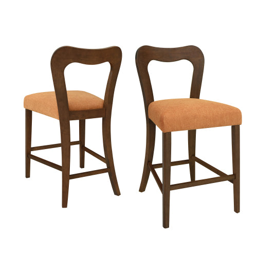 Rubberwood Counter Stools with Upholstered Seats, Set of 2, Caramel/Walnut