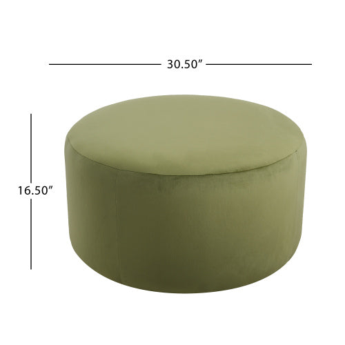 Velvet Ottoman Round Accent Stool, Modern Footrest and Side Table for Living Room
