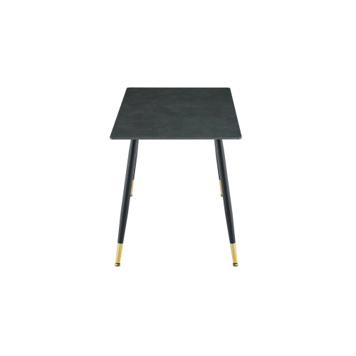 Sintered Stone Dining Table with Metal Base, Vic Dark