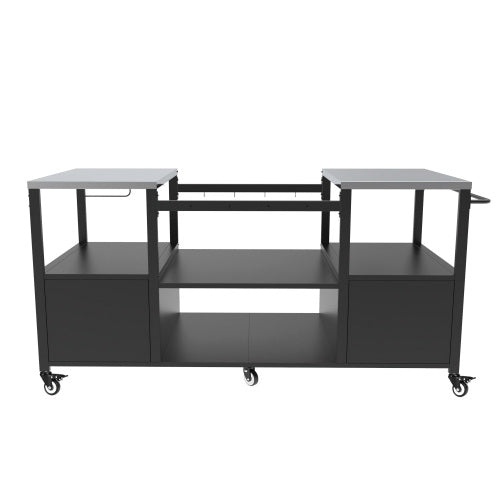 Outdoor Grill Table for Big Green Egg Style BBQ, Metal Grill Cart with Storage Box, Compatible with up to Large Green Egg, Kamado Joe Jr