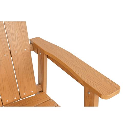 Lounge chair teak color, suitable for all seasons: Outdoor lounge chair, made of sturdy HIPS material, equipped with 304 stainless steel accessories.