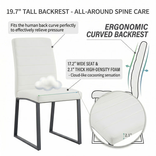 4 Pack PU Dining & Office Chairs, High Density Foam Cushion, Black Spray Paint Iron Legs, Multi Colors