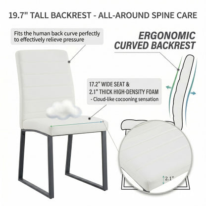 4 Pack PU Dining & Office Chairs, High Density Foam Cushion, Black Spray Paint Iron Legs, Multi Colors