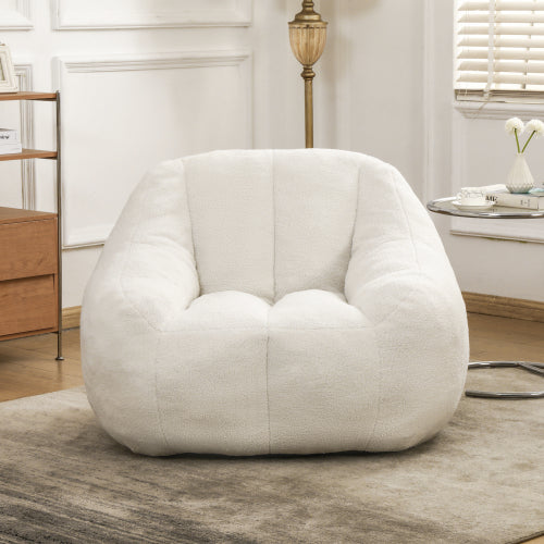Tufted Faux Fur Memory Foam Bean Bag Chair with Armrests for Adults Kids Dorm Apartment Living Room