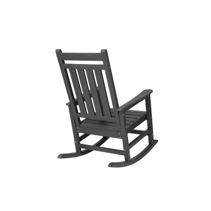 Oversized Rocking Chair with Wood-Texture, Outdoor Rocking Chair for Adults, All Weather Resistant Porch Rocker for Lawn Garden, Grey