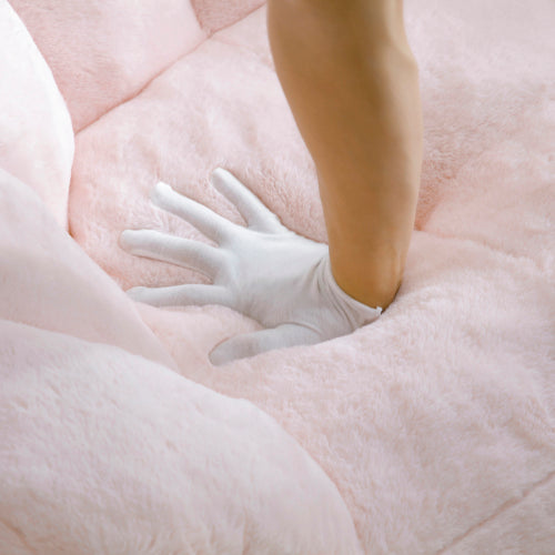 Oversized Shell-Shaped Faux-Fur Giant Bean Bag Chair with Matching Footstool