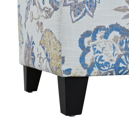Floral Pattern Fabric Storage Ottoman, Multi-Functional Upholstered Footrest with Soft Close Hinges & Hidden Interior Storage