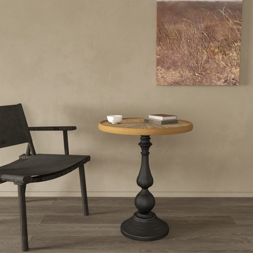 Round Pedestal Side Table, Vintage Style