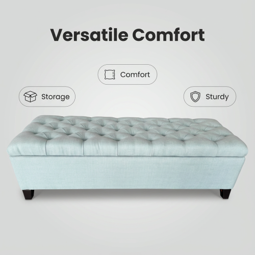 50.25inch  Storage Ottoman Bench - baby Blue Storage Bench End of Bed with Safety Hinges, Footrest Stool for Living, Dining Room, Entryway and Hallway