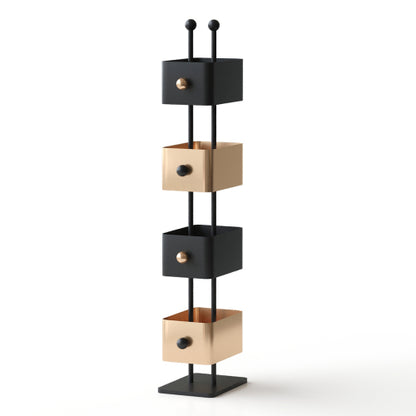 Gold Corner Box Bookshelf Side Table Storage Rack