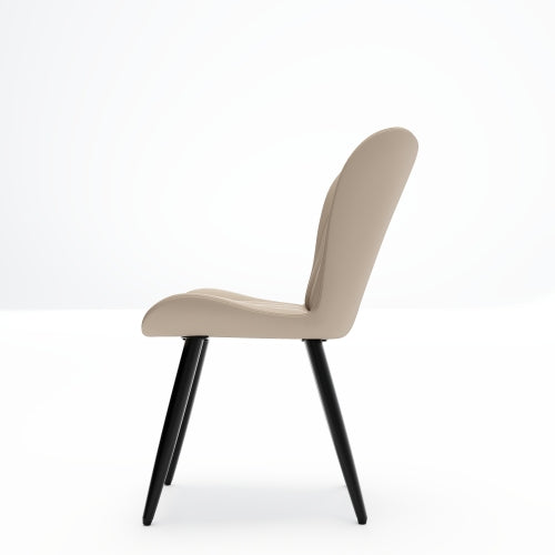 Set of 2 Industrial Style PU Leather Dining Chairs, Armless Side Chairs with Sturdy Metal Frame
