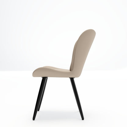 Set of 2 Industrial Style PU Leather Dining Chairs, Armless Side Chairs with Sturdy Metal Frame