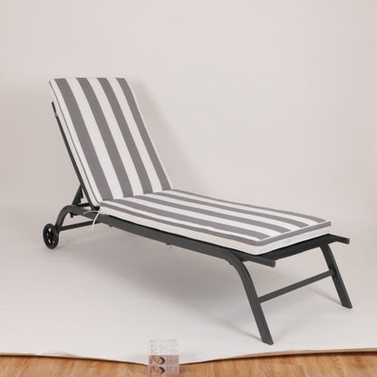 2PCS Set Outdoor Lounge Chair Cushion Replacement Patio Funiture Seat Cushion Chaise Lounge Cushion-Grey/white