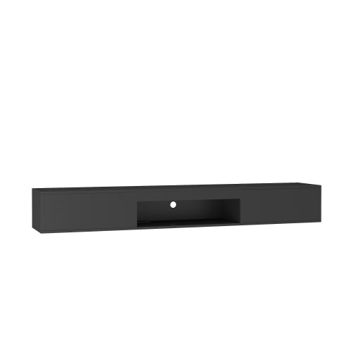 Black Floating TV Stand with 16 Color LED Lights and Storage