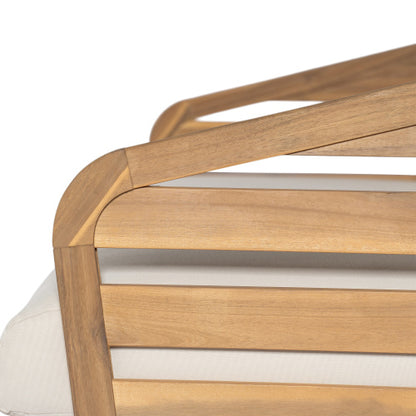 Royal Acacia Wood Loveseat and Coffee Table Set, Beige