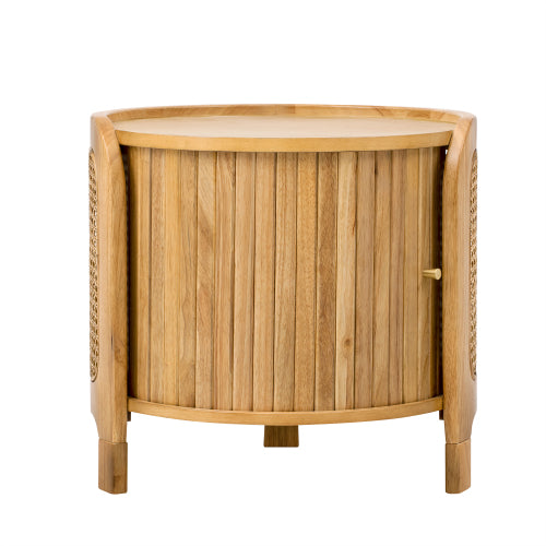 Round Rotating Coffee Table Rattan Hidden Storage MDF Modern Living Room Table