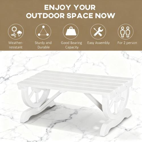 Outdoor Wagon Wheel Porch Bench for Backyard Garden,2-Person Wooden Garden Bench,Rustic Country Style Patio Furniture