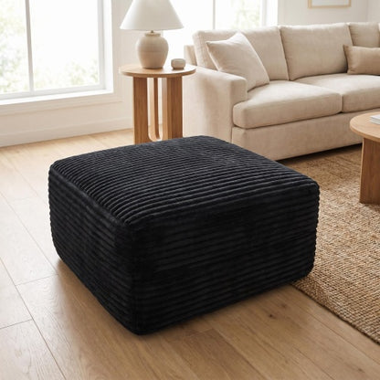 37.5 Inch Square Corduroy Upholstered Ottoman, Soft Padded Multi-Use Foot Stool for Living Room Decor