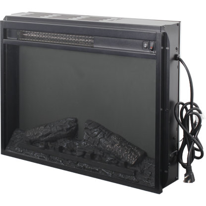 23 inch electric fireplace insert heater with log set & realistic flame, overheating protection without control