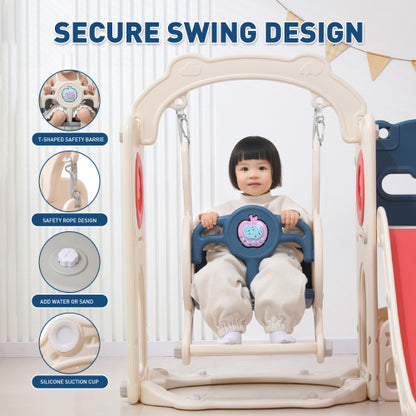 12 in 1 Indoor Outdoor Playset for Toddlers 1 3 Swing Slide Combo Climber Basketball Hoop Red Blue