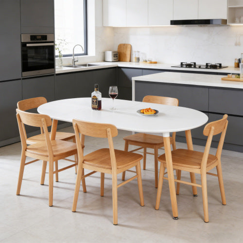 Adjustable Extendable Dining Table, MDF Top Wood Leg Multi-Function Office Coffee Table 100-180cm Size