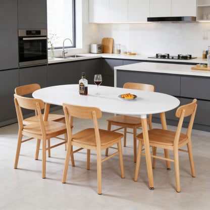 Adjustable Extendable Dining Table, MDF Top Wood Leg Multi-Function Office Coffee Table 100-180cm Size