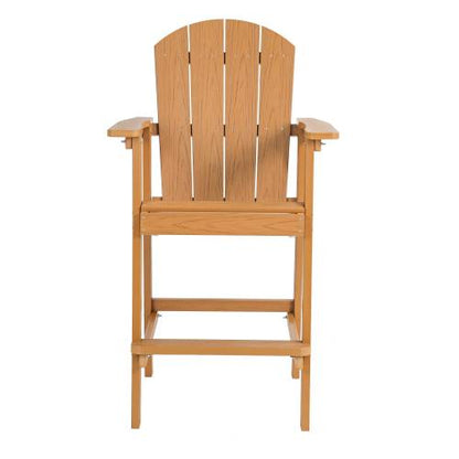 Lounge chair teak color, suitable for all seasons: Outdoor lounge chair, made of sturdy HIPS material, equipped with 304 stainless steel accessories.