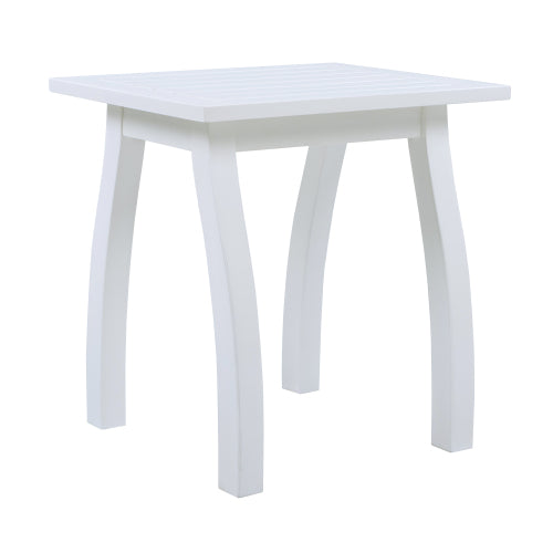 Acacia wood Accent Side Table in White PU, Weather-Resistant Rectangular End Table for Patio, Garden, Lawn, and Living Room(White PU)